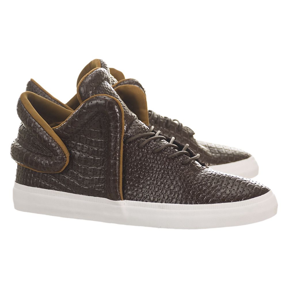 Baskets Supra Falcon Marron Brown/Croc-White Homme | DHG-96608095